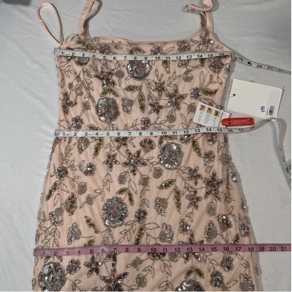 NWT $498 Mac Duggal [ 8 ] Hand Beaded Floral Spaghetti Strap Gown in‎ Rose Pink - Picture 12 of 13